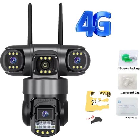 Caméra PTZ, Tri-objectif, Vision nocturne, carte mémoire 4G+256G (1/2)