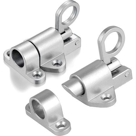 Automatique Verrou de Porte, Loquet à Ressort Loquet de Porte Verrouillage de porte à ressort Verrouillage de boulon élastique Boulon à Rebond pour les Fenêtres Portails (Silver - 2Pack) (1/5)