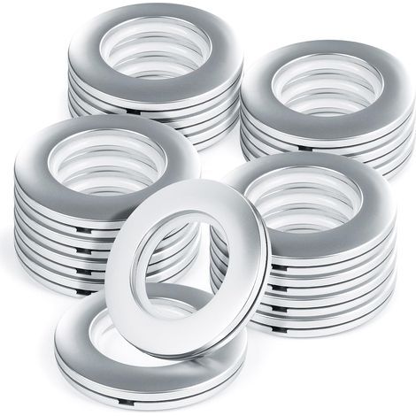 16 Pièces Anneaux à œillets de Rideau, Oeillet pour Rideaux Silencieux, Anneaux de Rideau en Plastique, Intérieur Diamètre 42mm (1/5)
