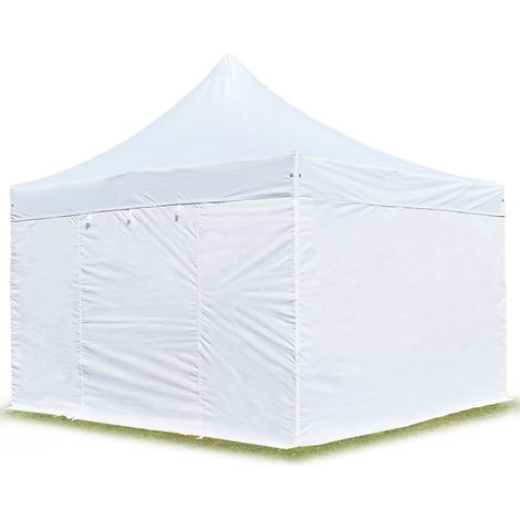 TOOLPORT 4x4 m Tente pliante - Alu, anti-feu, côtés sans fenêtre, blanc