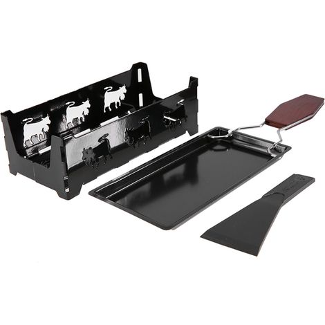 Plaque à raclette en bois avec manche, poêle à fromage portable non stick, outil de cuisson pour grill et four