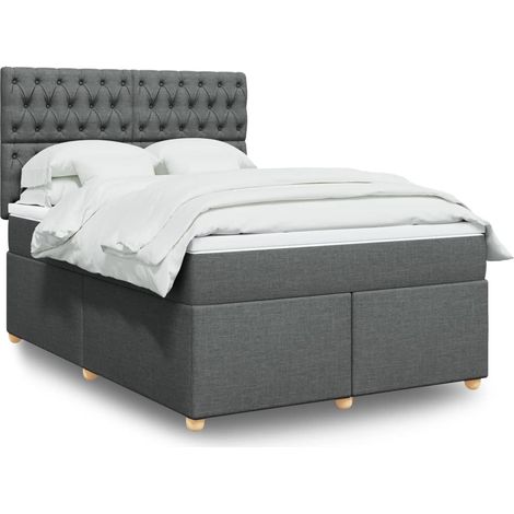 Boxspringbett mit Matratze Dunkelgrau 140x200 cm Stoff (1/5)