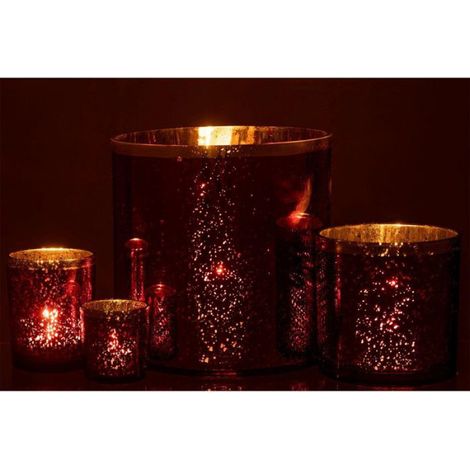 Photophore Design en Verre "Robby" 15cm Rouge (1/5)