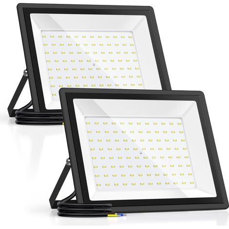 Projecteur LED Extérieur 100W IP66 11000LM 6500K (2)  Projecteur Lumineux. Éclairage Froid Intense. Idéal Pour Cours, Jardins, Chantiers Et Parkings (1/5)
