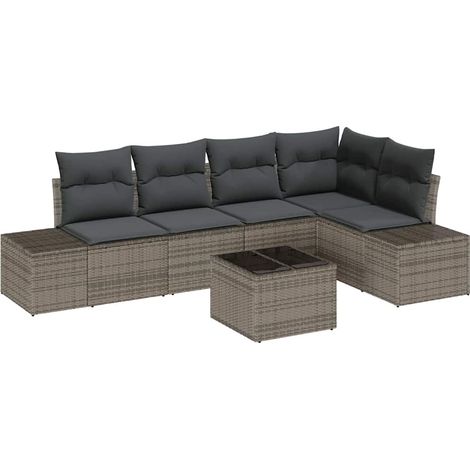 Maison Exclusive - Gartensofa-set mit Speicher Hellgrau Poly-Ratt