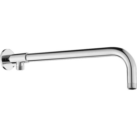 Bras de douche en acier inoxydable de 33 cm avec support en cuivre Bras de douche en chrome poli argenté pour pomme de douche à effet pluie