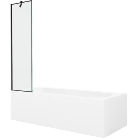 Baignoire rectangulaire Mexen Vega 150 x 70 cm avec habillage et paroi 1-volet 50 cm, motif noir - 550115070X9505007070 (1/5)