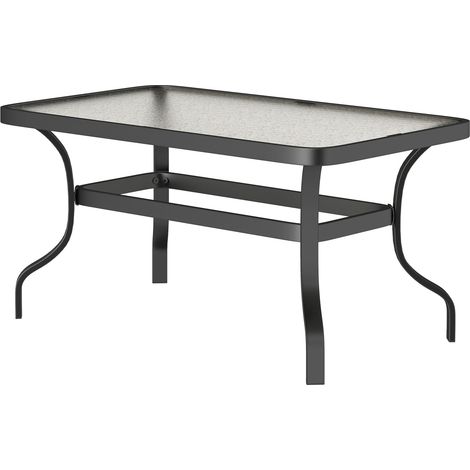 Beistelltisch Hartglas Kaffeetisch Couchtisch mit Wellendesign, Abgerundete Ecke Balkontisch Gartentisch Sofatisch Teetisch Gartenmöbel für Wohnzimmer Garten Terrasse Balkon, 95x55 cm Schwarz Aosom