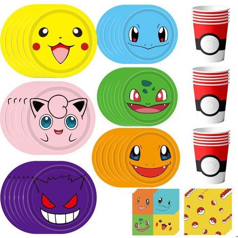 Decorazione Compleanno Pokémon, Kit di Decorazioni Compleanno a Tema Pokémon, Decorazione Feste di Compleanno con Piatti Pokémon (1/5)
