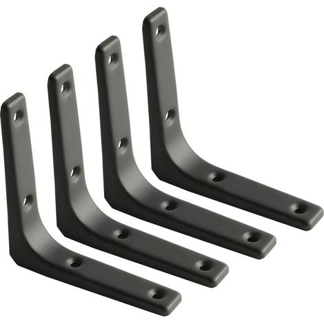 Wandregalhalterung, BR-Vie mattschwarze Metallhalterung, Metallregalhalterung für Küchendekoration, robuste Halterung, 100 mm x 100 mm, 4 Stück (1/5)