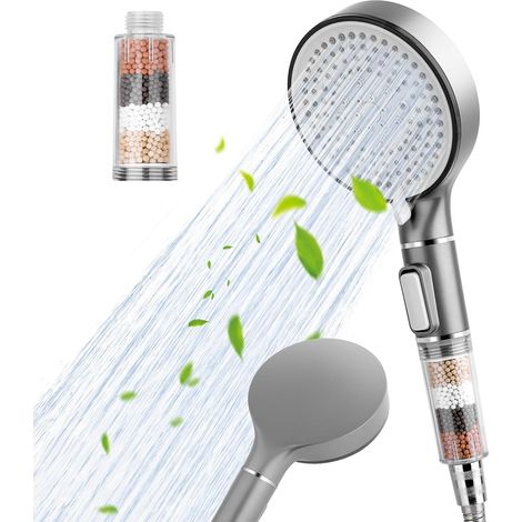 CSPARKV High Pressure Shower Head with Hard Water Filter with 5 Modes, Universal Powerful Flow Shower Head with Filter Beads for Low Pressure Hard Water (1/5)