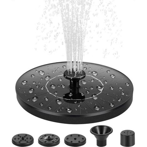 Pompe d'étang solaire flottante - ZGEER - Noir - écologique - 4 jets d'eau - Facile à installer (1/4)