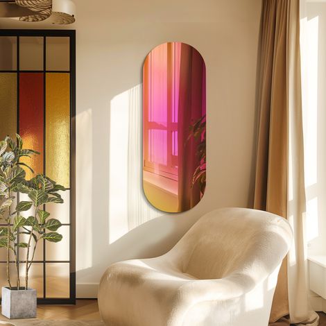 48" Oval Full Length Mirror Iridescent Wall Accent Mirror Decorative Living Room (1/5)