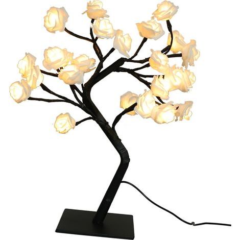 Rose Light Cadeau de Fête des Mères Décoration 24 LED Rosier Lumière Cadeau pour Maman Fleurs Lumineuse Veilleuse USB Décoration de Bureau Rose Blanche [Classe énergétique A] (1/5)