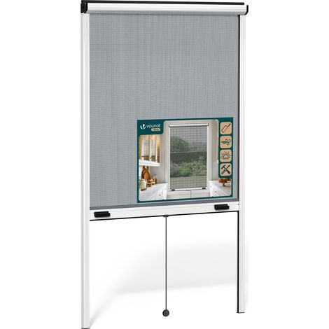 Moustiquaire Fenêtre Enroulable en Aluminium Recoupable avec Maille en Fibre de Verre Installation Facile L100 x H160 cm Blanc (1/5)