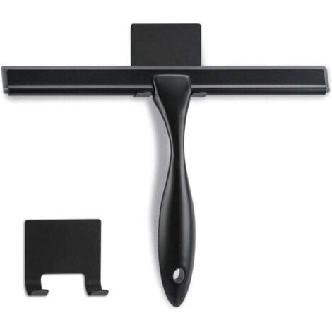 Raclette de douche - 25,4 cm - Noir mat - Raclette multifonction en acier inoxydable pour salle de bain, portes de douche, miroirs, carreaux et fenêtres de voiture - 100 % sans rayures,TRIMEC (1/5)