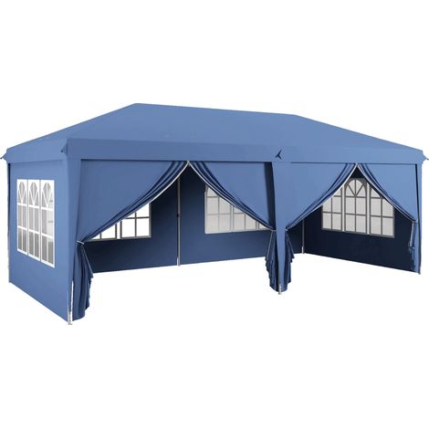 Outsunny 3 x 6 m Pop Up Gazebo with Sides and Windows Blue