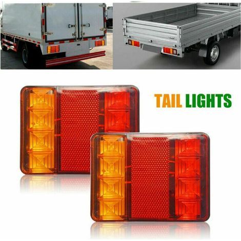 Trailer lights and reflectors, 8 LED rear lights (2 pieces), approved for multifunctional trailers, super bright yellow and red light (1/5)