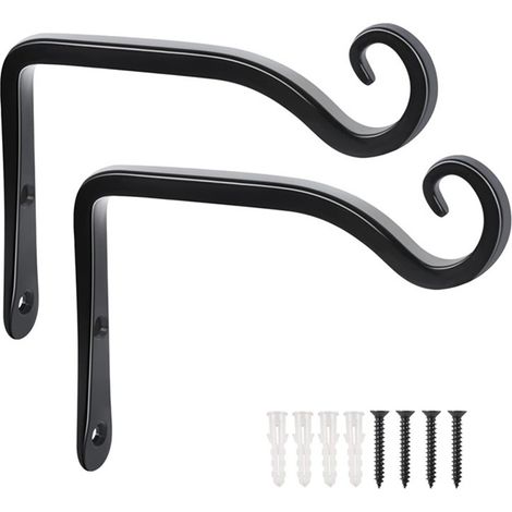 (Lot de 2) supports muraux en fer pour plantes - 14.4 cm - Pour suspendre des plantes - Mangeoire à oiseaux - Lanterne - Carillons à vent (1/5)