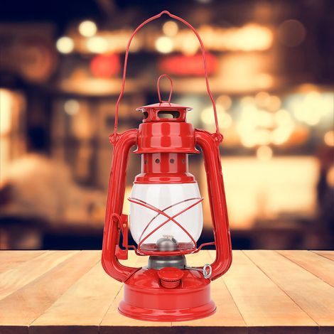 Lanterne à Pétrole Rétro Rouge - Idée Cadeau Vintage pour Décoration de Jardin ou Terrasse (1/5)