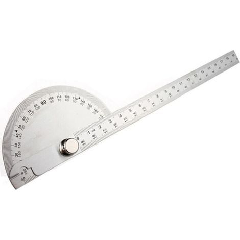 Règle d'angle de rapporteur simple en acier inoxydable, règle carrée mobile multifonctionnelle, argent 90x200mm (1/3)