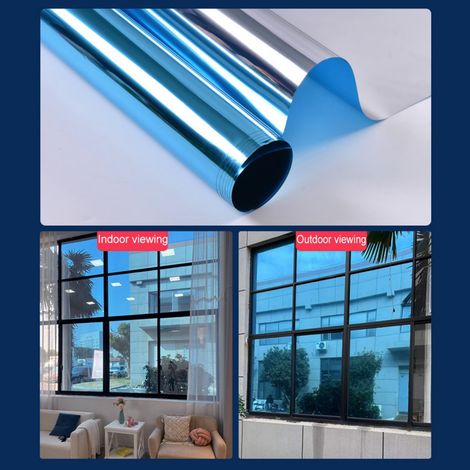 Film Pour Vitre - Protection Solaire Et Isolation Thermique - Effet Miroir Unidirectionnel - Adhérence Électrostatique Sans Colle - 40 x 200 cm - 1 Pièce (1/5)