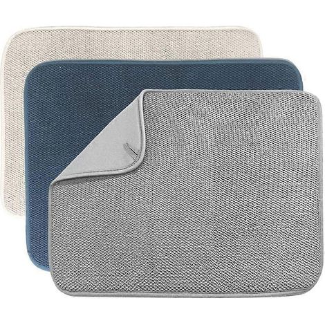Set aus 3 saugfähigen Abtropfmatten aus Mikrofaser, Maße 50 x 38 cm (20 x 15 Zoll), für die Küchenarbeitsplatte. (1/5)