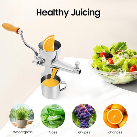 Extracteur de jus manuel en acier inoxydable - Presse-herbe - Presse-agrumes manuel - Filtre rapide pour fruits, légumes, gingembre, céleri, grenade - Faible vitesse (1/5)