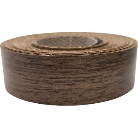 Bande de chant thermocollante 21mm x 5m épaisseur 0,50mm Mélaminé Facile à Appliquer Bricolage Étagère Meuble Panneau Bois Durable, Noyer Naturel
