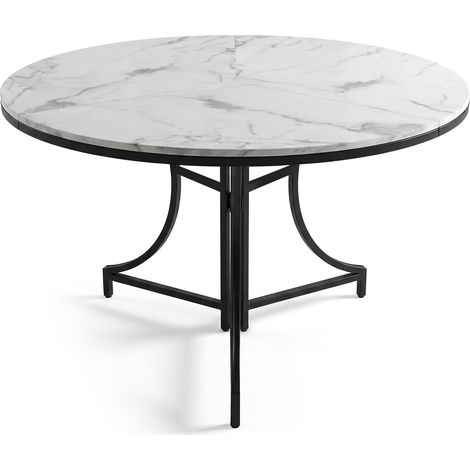Table ronde pliante gain de place Foldine Ø100cm Métal Noir et Effet marbre Blanc (1/5)