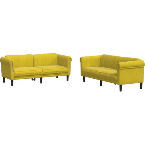 vidaXL Set di Divani 2 pz Giallo in Velluto (1/5)