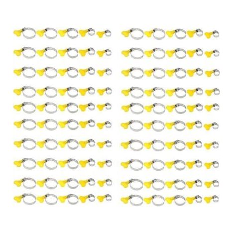 100pcs Colliers de Serrage,Tuyau Clips Réglable, Collier Durite Métallique, Tube Clips Inox, Colliers de Serrage de Différentes Tailles, Pince Collier de Serrage pour Fixation de Tuyau(13-19mm, 19-29m (1/4)