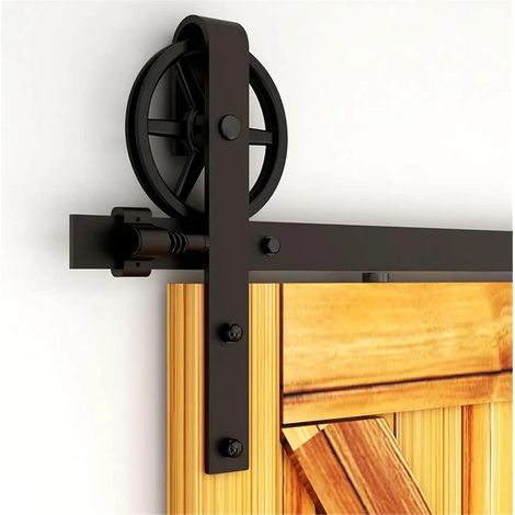 Kit de quincaillerie for Porte coulissante de 201 cm (6,6 pi) avec Rails de Sol réglables - Roue Industrielle à Grands Rayons de Type J (1/5)