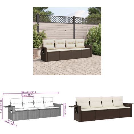 4-tlg. Garten-Sofagarnitur mit Kissen Braun Poly Rattan - Gartenmöbel - Sofasatz - Rattan Möbel - Outdoor Möbel - Balkonmöbel - Home & Living (1/3)