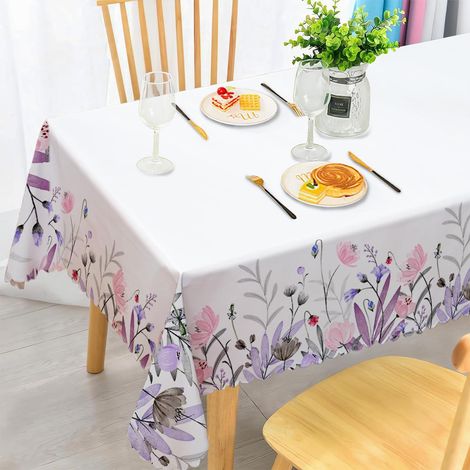 Nappe rectangulaire 140x240 cm, résistante aux intempéries, florale, pour 6-8 personnes