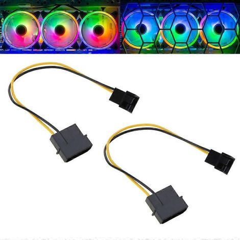 Adaptateur de câble d'alimentation pour ventilateur de processeur/boîtier/châssis : connecteur Molex/IDE 4 broches vers connecteur 3 broches (1 unité)