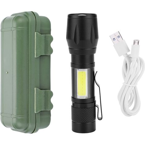Portable Lightweight USB Rechargeable LED Flashlight COB Lamp Torch Flash (1/5)