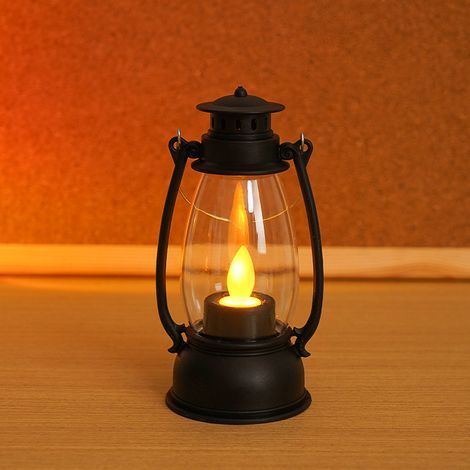 Set of 12 Retro Christmas LED Candles, Creative Oil Lamp, Halloween Decorations, Portable Night Light for Camping, Black (1/5)