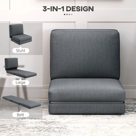 Fauteuil de sol pliable avec coussin, canapé convertible matelassé, séjour, chambre d'invités, espace de travail, 75 x 268 x 18 cm, gris anthracite (1/4)