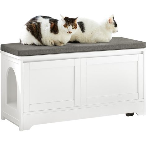 Cuccia Per Gatti Con Ciotola Per Gatti In Acciaio Inossidabile Panca Con Seduta Casetta Per Gatti Bianco 90x36x44cm FSR136-W SoBuy (1/5)