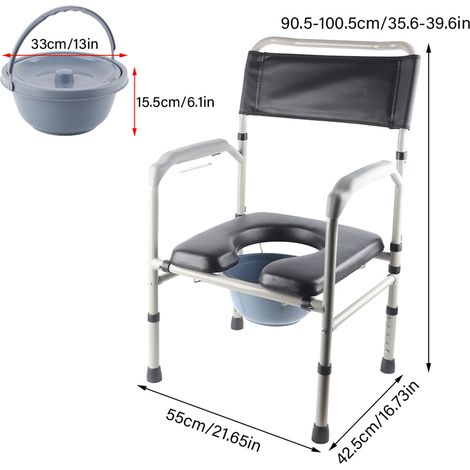 Chaise percée pour adulte en alliage d'aluminium, table de chevet, salle de bain (1/5)