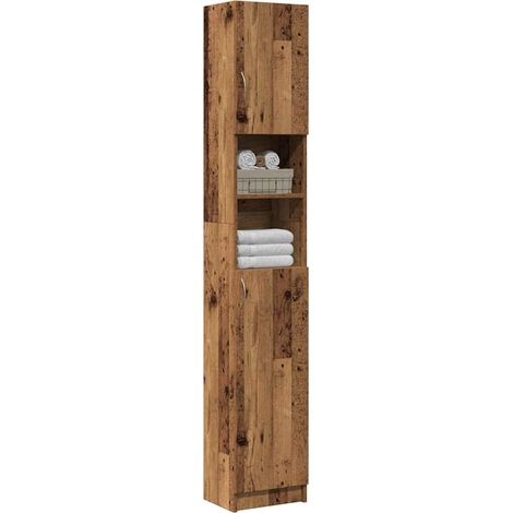 Badschrank Altholz-Optik 32x25,5x190 cm Holzwerkstoff