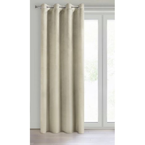 Rideau en Velours avec Oeillets - 1 Panneau, Traitement de Fenêtre Occultant, Rideaux pour Chambre, Cuisine, Salon, Doux, 140x250 cm, Blanc Cassé (1/5)