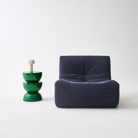 Table d'appoint. bout de canapé. table de chevet en métal effet glossy vert foncé Coumba. Ø32 x H 46.5cm