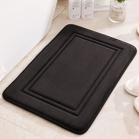 Tapis Bain Mousse Mémoire - 1 pièce, Tapis Bain Mousse Mémoire Noir - Lavable (1/5)
