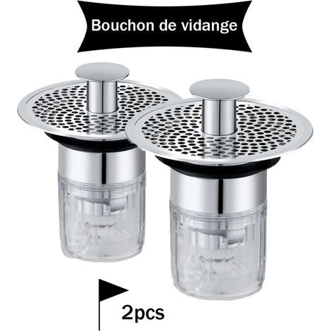 Lot de 2 bouchons d'évier de salle de bain 34-37 mm, bouchons d'évier universels à fermeture automatique avec filtre anti-obstruction et anti-odeurs (1/5)