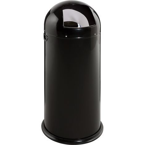 VAR, Poubelle à poussoir, acier, fermeture automatique, noir (1/5)