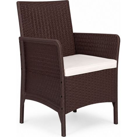 Brown Rattan Effect Garden Armchair with Cushion (1/5)
