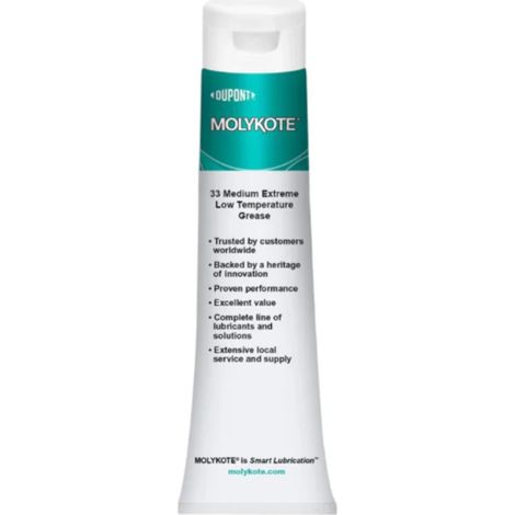 Molykote 33 Medium 100 g, grasa para rodamientos de temperatura extremadamente baja, NLGI 2, silicona, blanca, de −73 °C a +204 °C