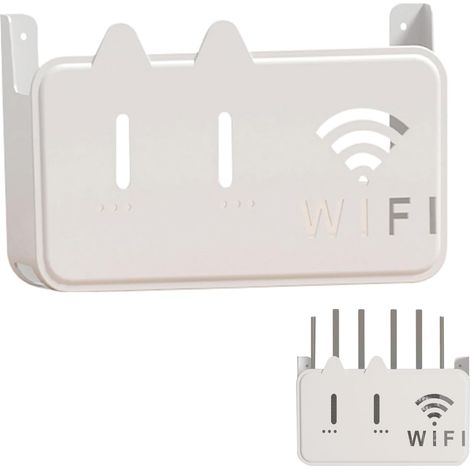 Cache Box, Supporto per Internet Box, Scatola portaoggetti per router WiFi, Montaggio a parete, Mensola portaoggetti a parete per soggiorno, TV, Mensola per decorazione domestica, Bianco